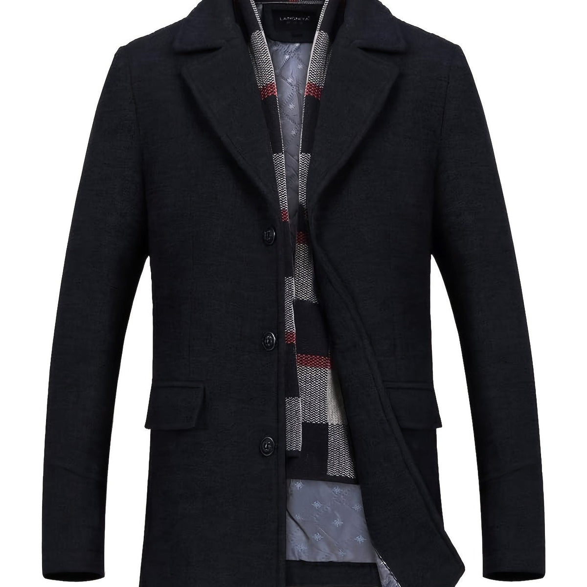 Cosy Winter Coat for Men | Button Front Lapel Collar Cold Weather Ready