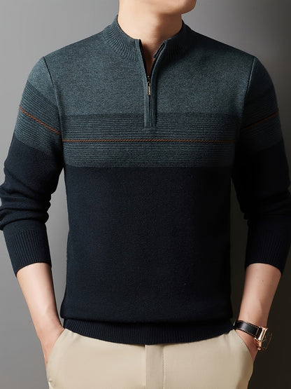 Half Zip Sweater for Men | Funnel Neck Autumn Layering
