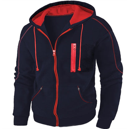 Hooded Winter Jacket for Men | Drawstring Full Zip Autumn Layering