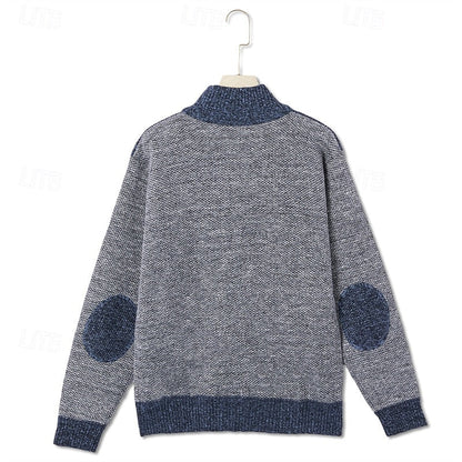Classic Cardigan for Men | Funnel Neck Full Zip Cold Weather Ready