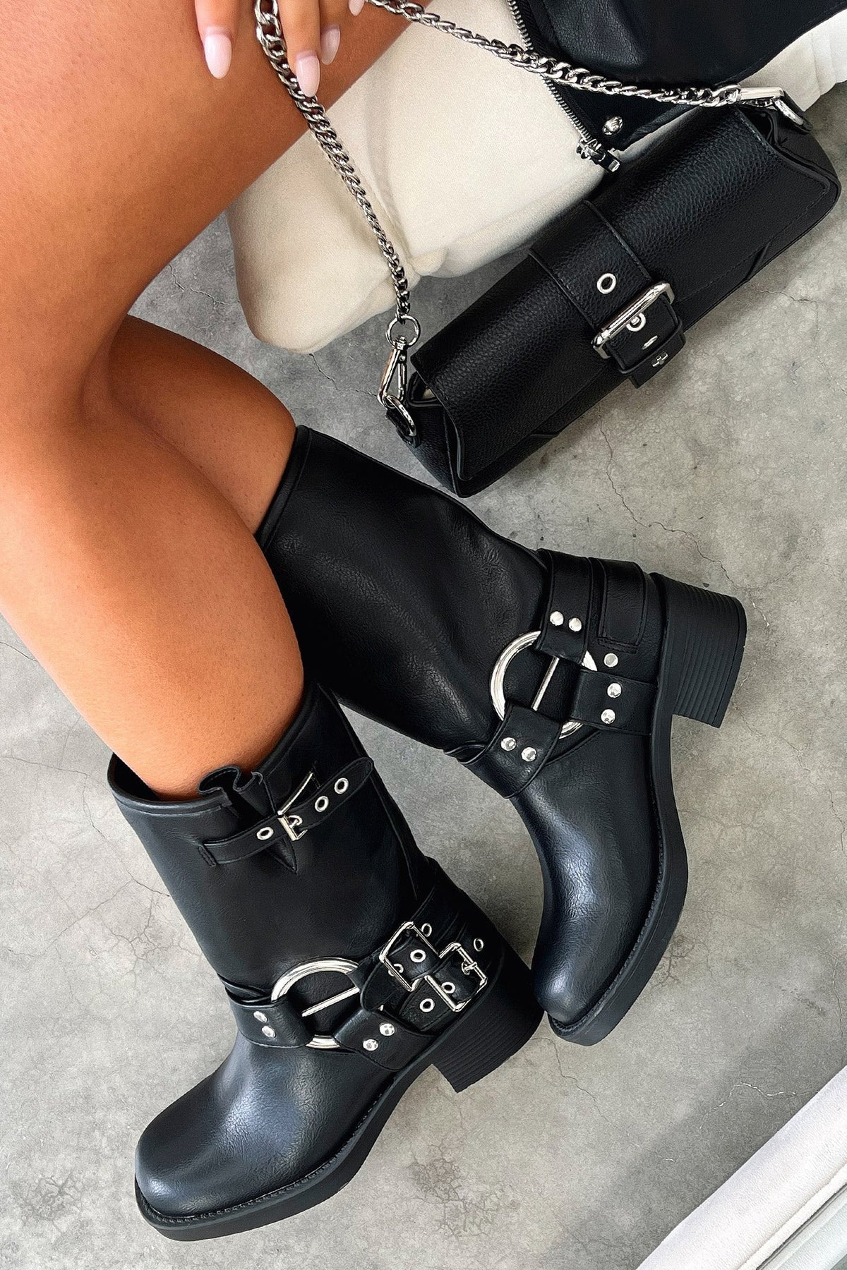 Block Heel Ankle Boots for Women | Buckle Strap Round Toe Fall Booties