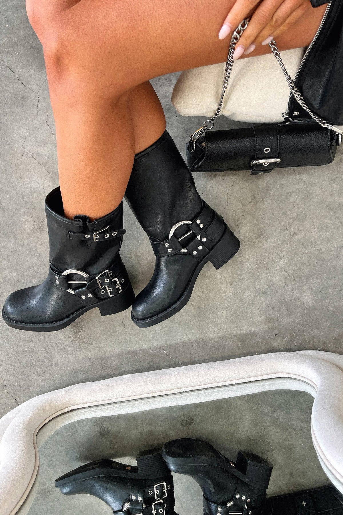 Block Heel Ankle Boots for Women | Buckle Strap Round Toe Fall Booties