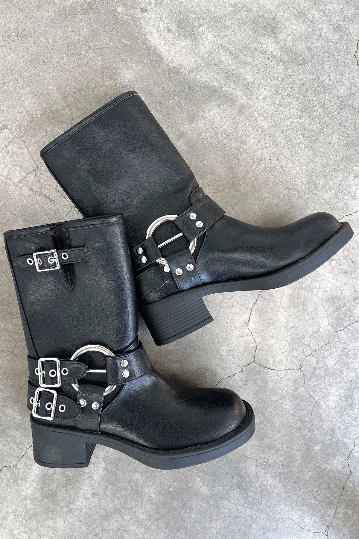 Block Heel Ankle Boots for Women | Buckle Strap Round Toe Fall Booties