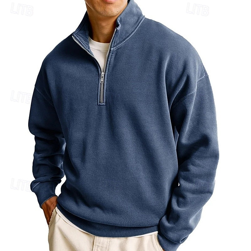 Half Zip Sweatshirt for Men | Funnel Neck Cosy Winter Style