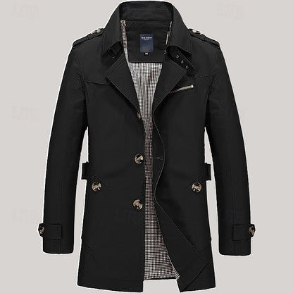 Cosy Trench Coat for Men | Button Front Autumn Layering