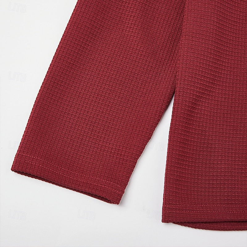 Wine Half Zip Sweater for Men | Warm Winter Layer