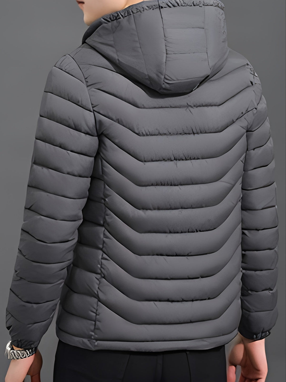 Hooded Puffer Jacket for Men | Side Zip Quilted Cold Weather Ready