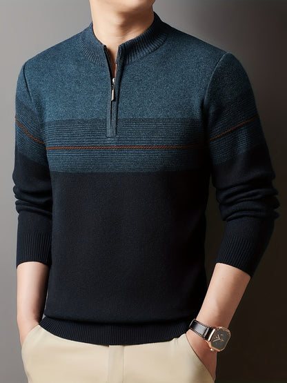 Half Zip Sweater for Men | Funnel Neck Autumn Layering