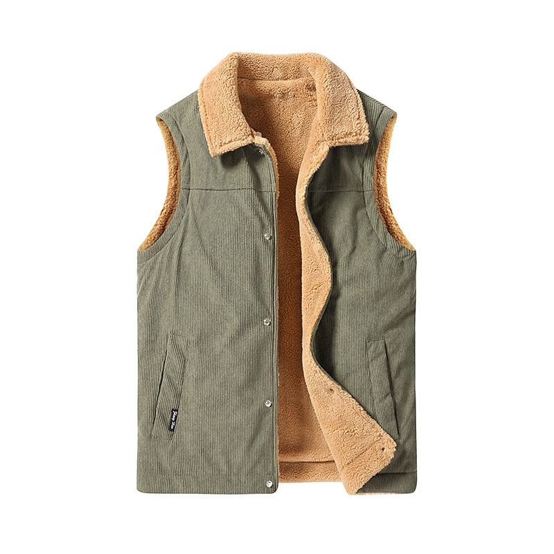 Sherpa Puffer Vest for Men | Button Front Insulated Autumn Layering