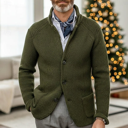 Button Front Cardigan for Men | Funnel Neck Insulated Autumn Layering