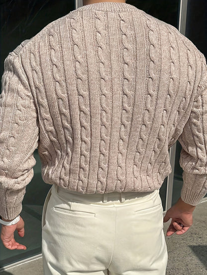 Cable Knit Sweater for Men | Crew Neck Cold Weather Ready