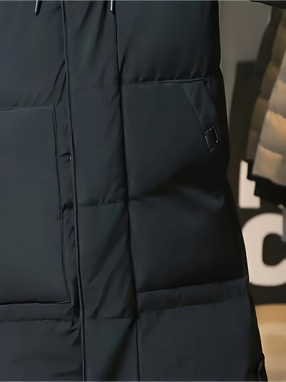 Hooded Puffer Jacket for Men | Side Zip Longline Cold Weather Ready