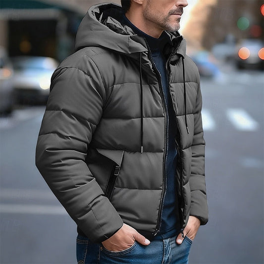 Hooded Puffer Jacket for Men | Side Zip Quilted Fall & Winter 2026