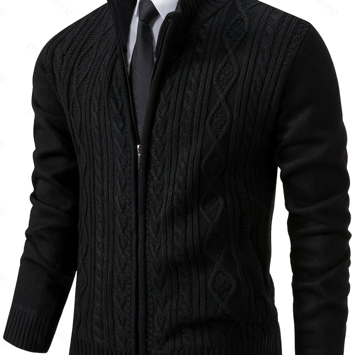 Insulated Cardigan for Men | Funnel Neck Full Zip Warm Winter Layer