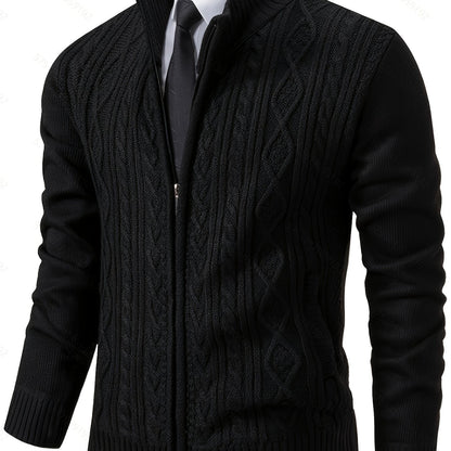 Insulated Cardigan for Men | Funnel Neck Full Zip Warm Winter Layer
