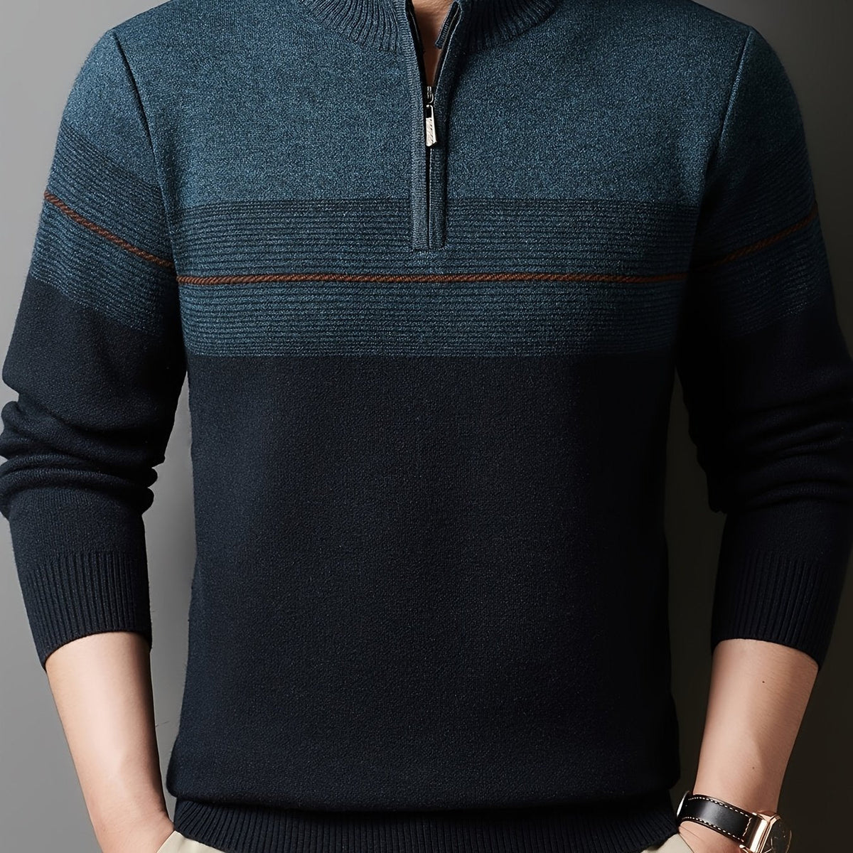 Half Zip Sweater for Men | Funnel Neck Autumn Layering