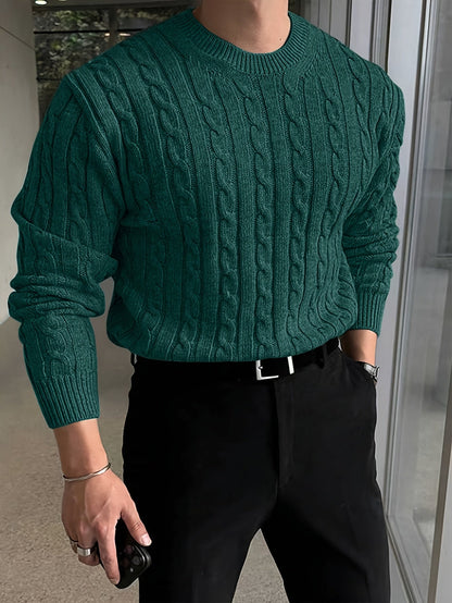 Cable Knit Sweater for Men | Crew Neck Cold Weather Ready