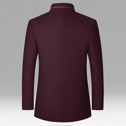 Funnel Neck Winter Coat for Men | Button Front Cold Weather Ready