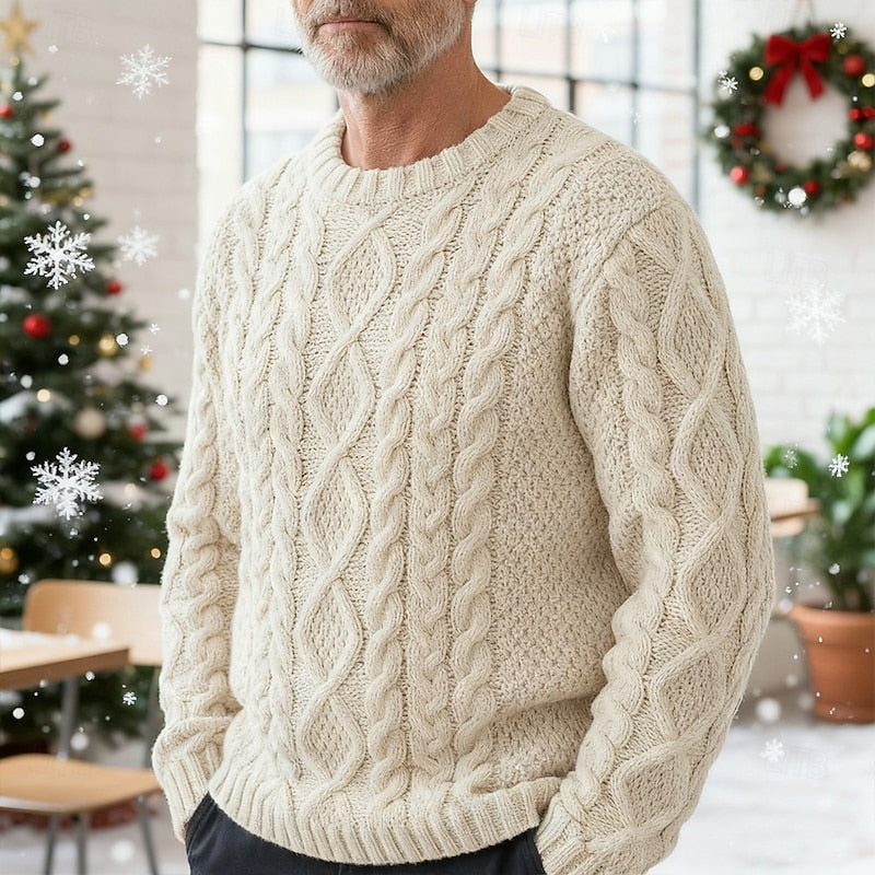 Cable Knit Sweater for Women | Crew Neck Insulated Warm Winter Layer