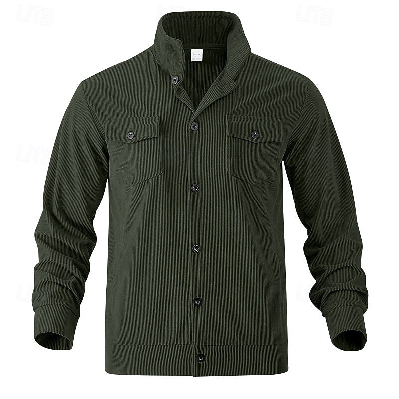 Warm Winter Jacket for Men | Ribbed Button Front Cold Weather Ready