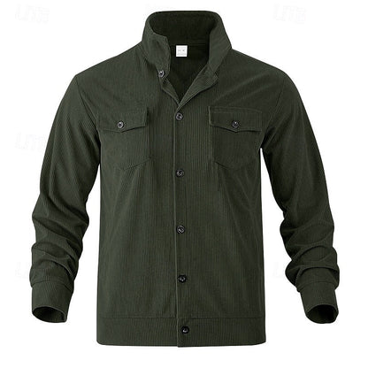 Warm Winter Jacket for Men | Ribbed Button Front Cold Weather Ready