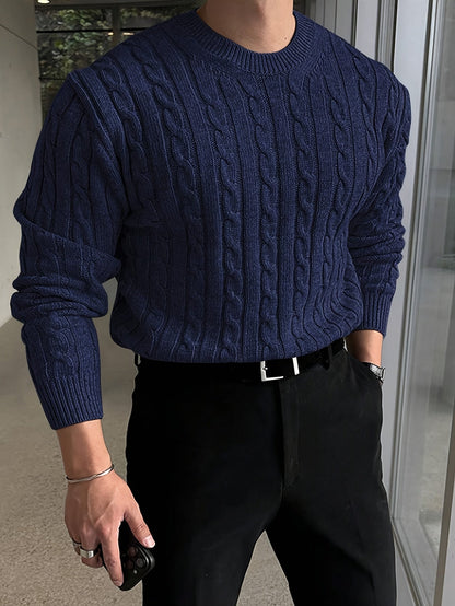 Cable Knit Sweater for Men | Crew Neck Cold Weather Ready