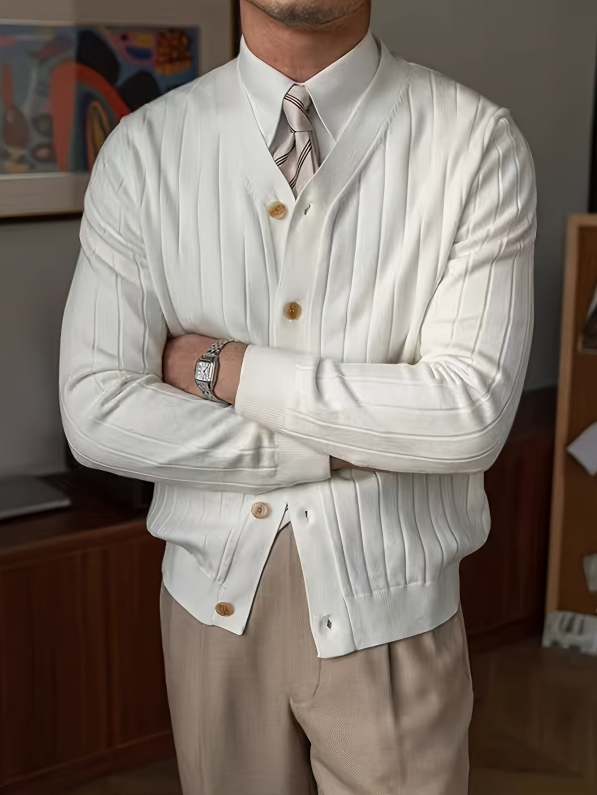 Oversized Cardigan for Men | Button Front Lightweight Cold Weather Ready