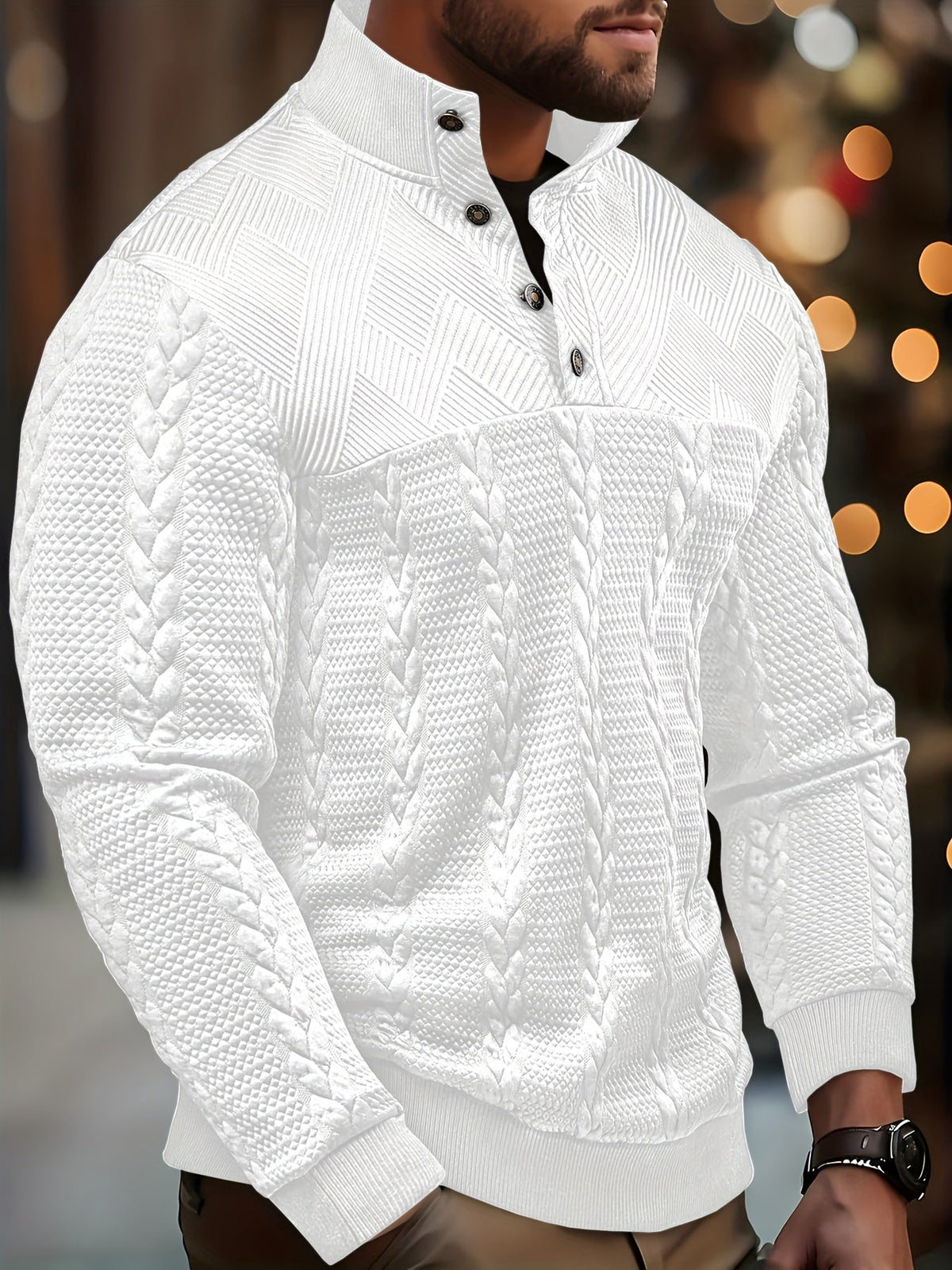 Cosy Sweater for Women | Button Front Funnel Neck Cold Weather Ready