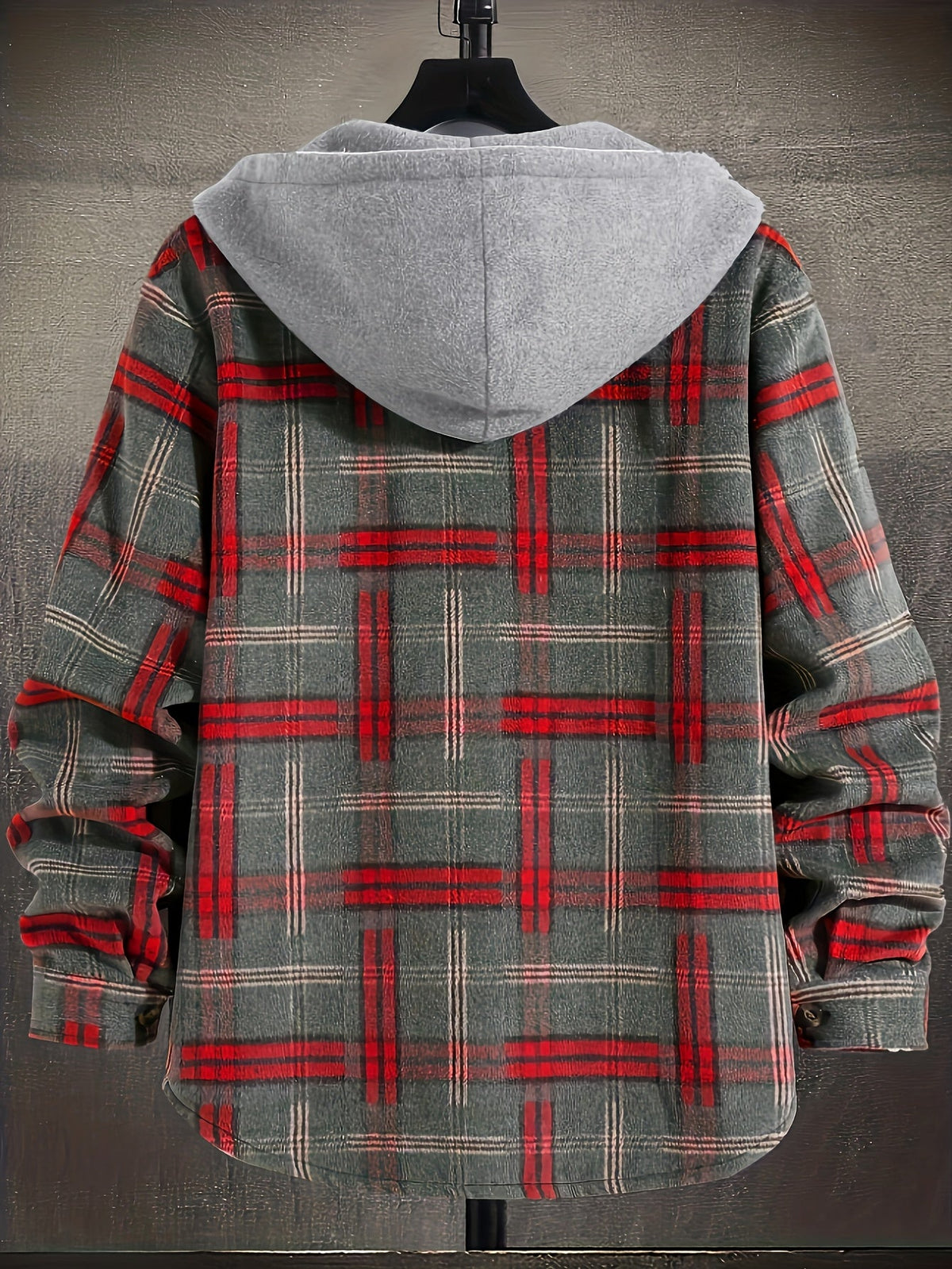 Hooded Winter Jacket for Men | Button Front Plaid Autumn Layering