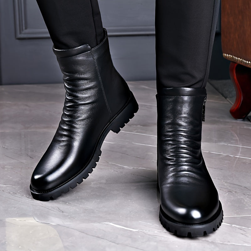 Lug Sole Mid Calf Boots for Women | Side Zip Warm Winter Style