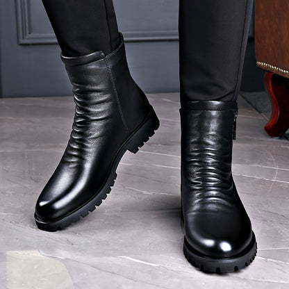 Lug Sole Mid Calf Boots for Women | Side Zip Warm Winter Style