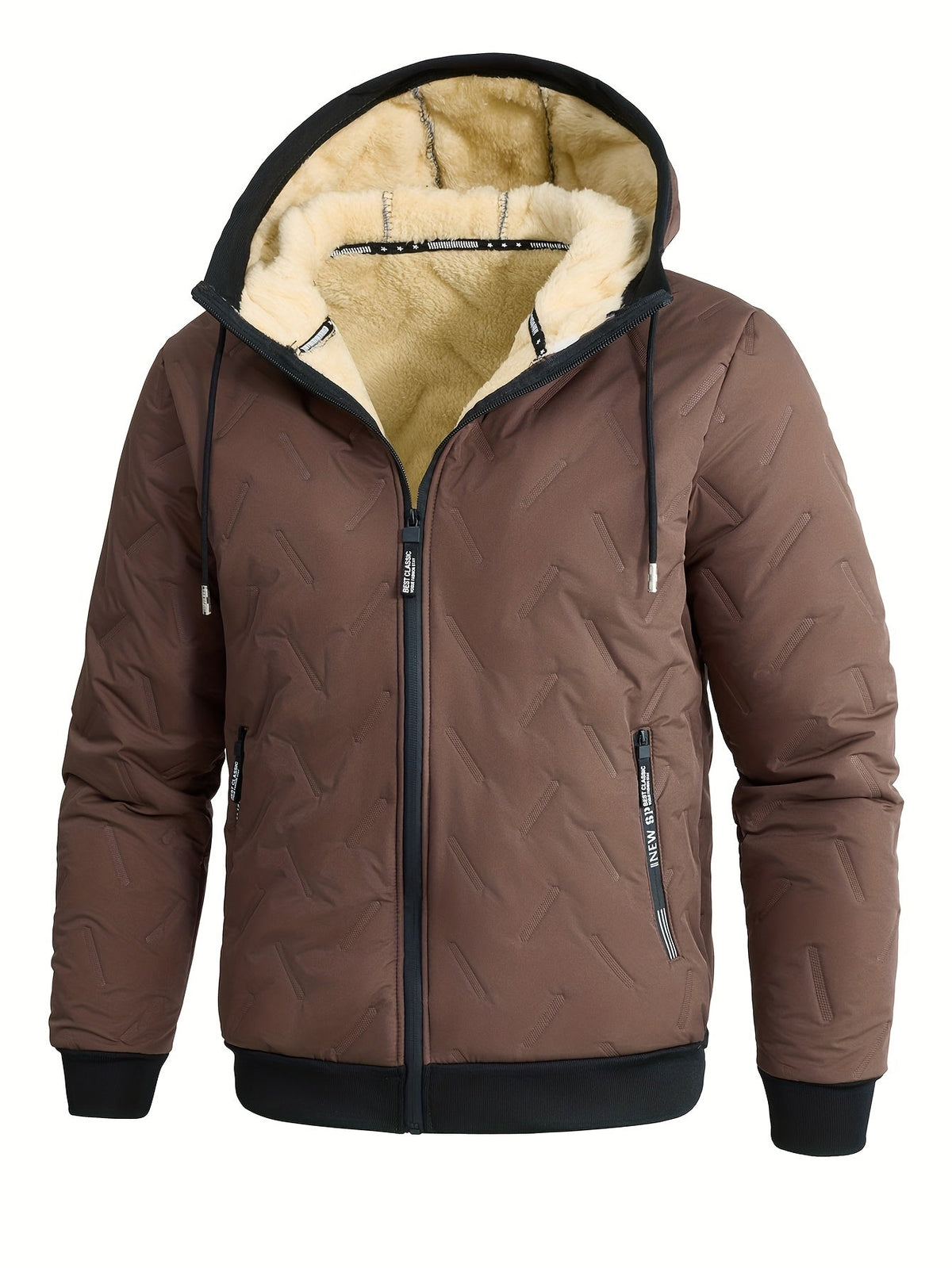 Fleece Lined Winter Jacket for Men | Side Zip Hooded Cold Weather Ready