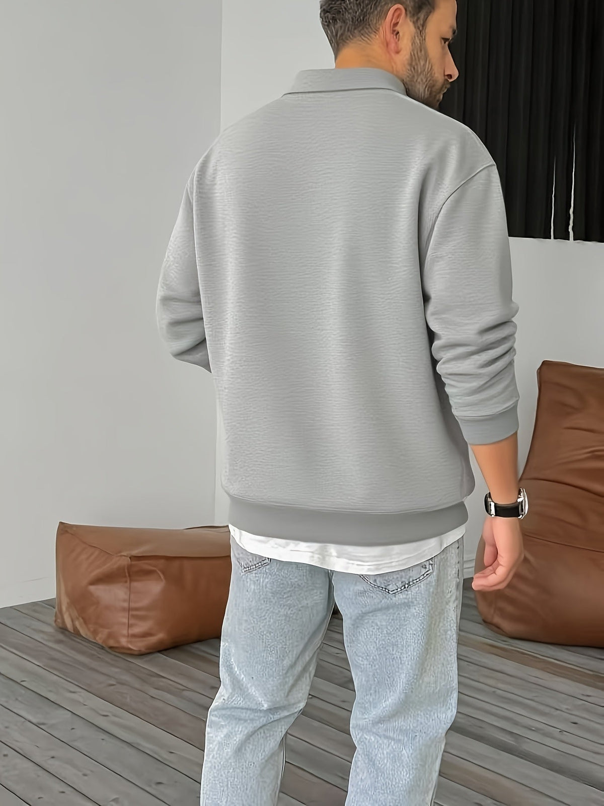 Oversized Sweatshirt for Men | Fleece Lined Half Zip Cosy Winter Style