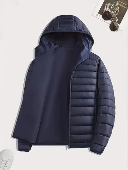 Hooded Puffer Jacket for Men | Quilted Ribbed Winter Outerwear
