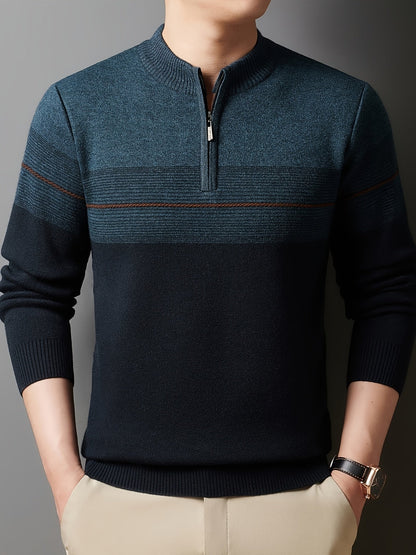 Half Zip Sweater for Men | Funnel Neck Autumn Layering