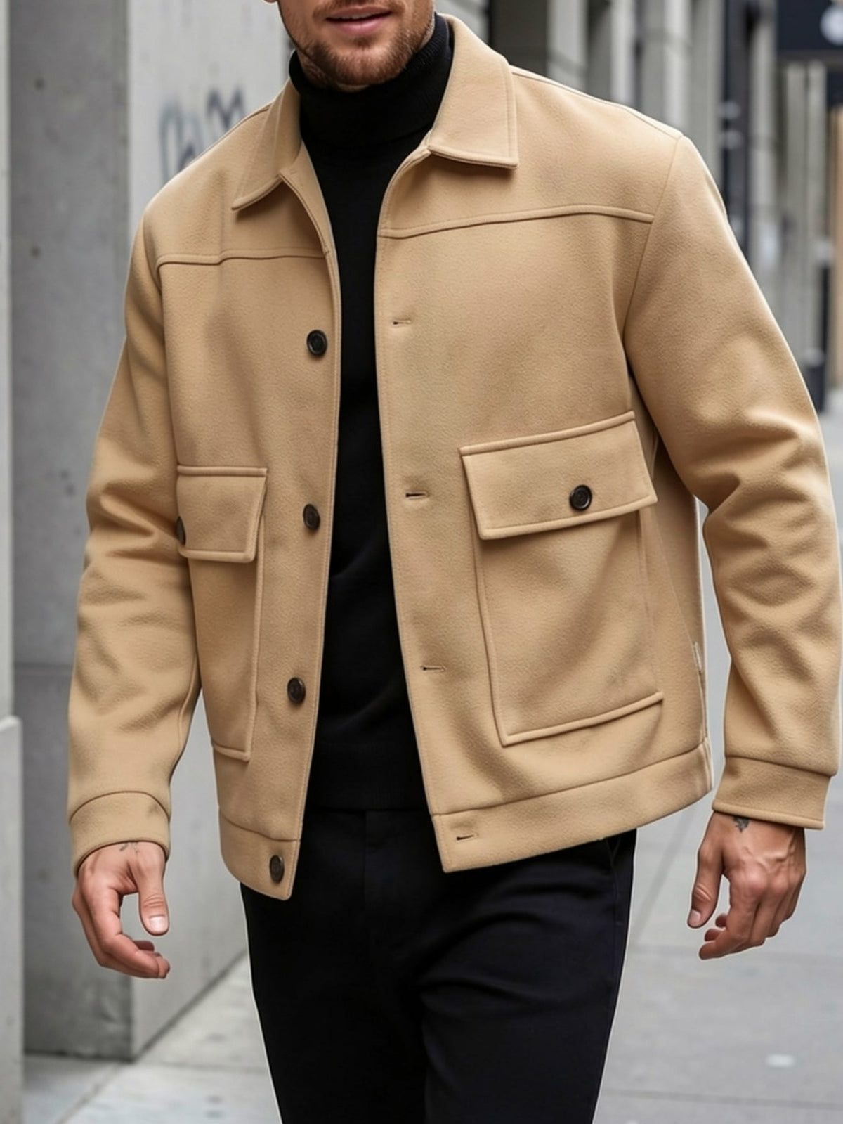 Oversized Winter Jacket for Men | Button Front Cold Weather Ready