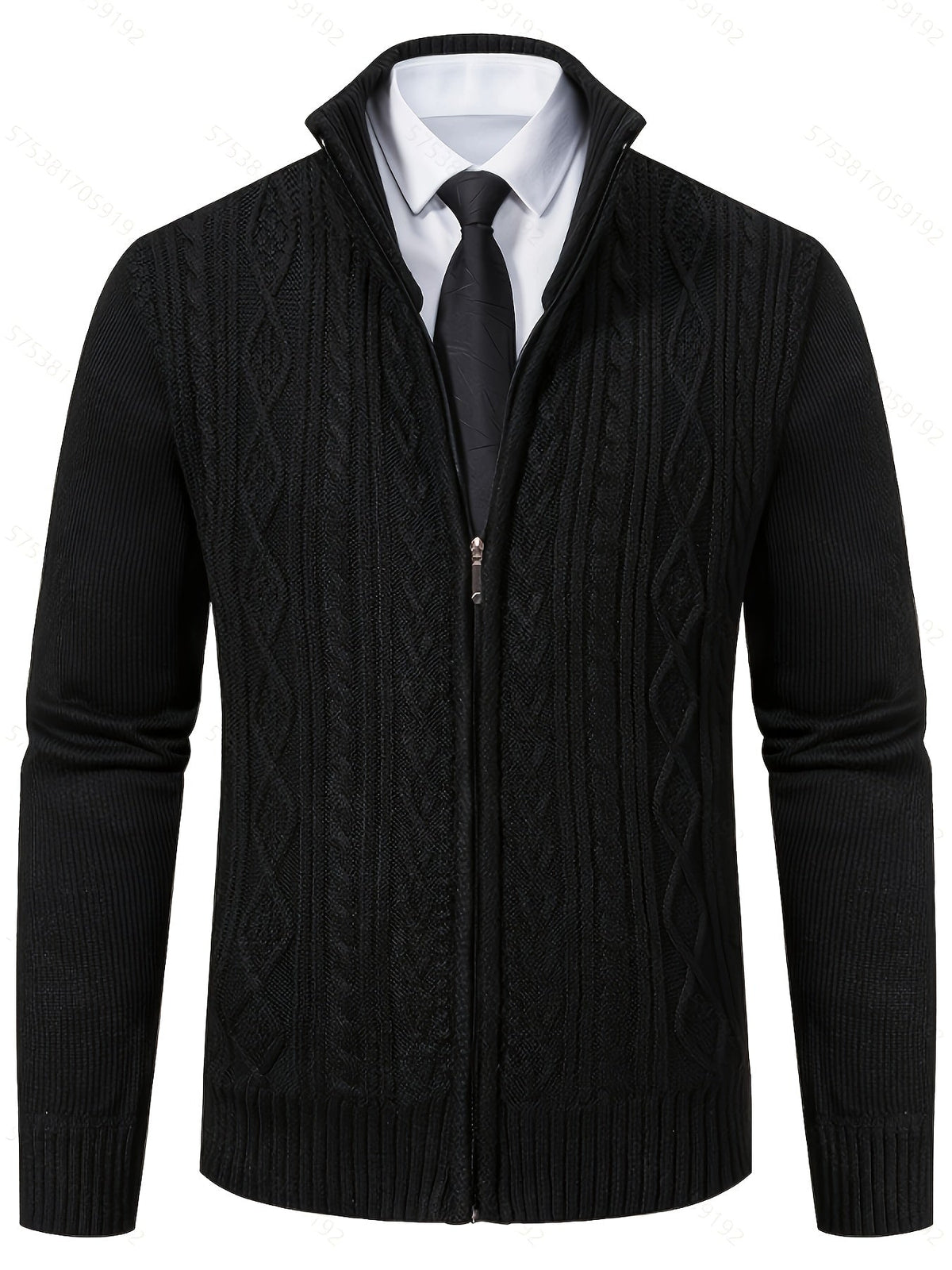 Insulated Cardigan for Men | Funnel Neck Full Zip Warm Winter Layer