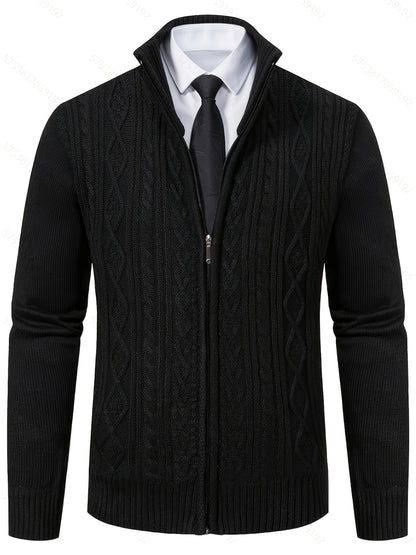 Insulated Cardigan for Men | Funnel Neck Full Zip Warm Winter Layer