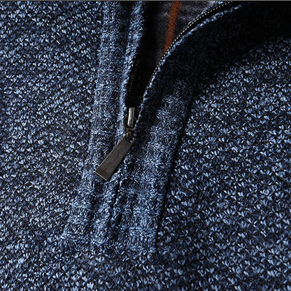 Half Zip Sweater for Men | Ribbed Funnel Neck Autumn Layering