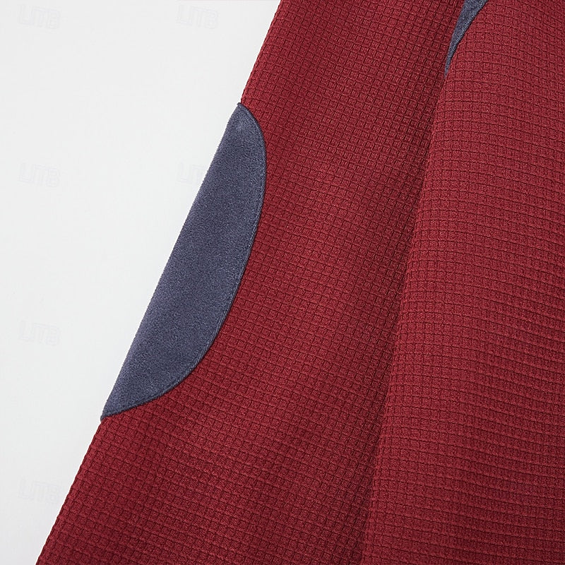 Wine Half Zip Sweater for Men | Warm Winter Layer