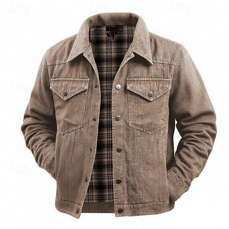 Plaid Winter Jacket for Women | Button Front Lapel Collar Cold Weather Ready