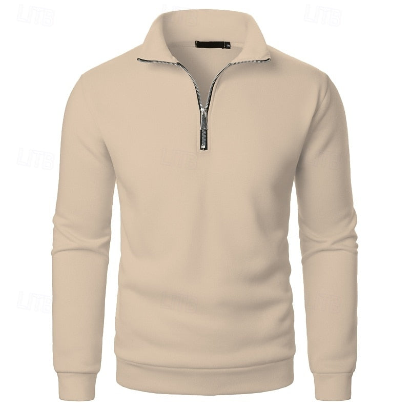 Gray Half Zip Sweater for Men | Funnel Neck Warm Winter Layer
