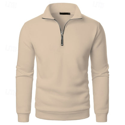 Gray Half Zip Sweater for Men | Funnel Neck Warm Winter Layer