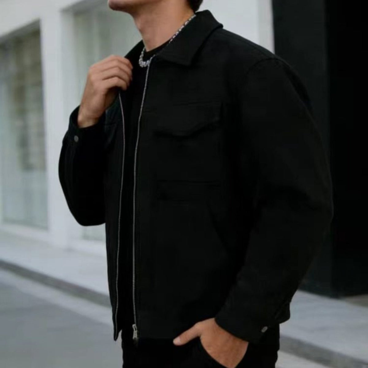 Classic Winter Jacket for Men | Lapel Collar Full Zip Autumn Layering