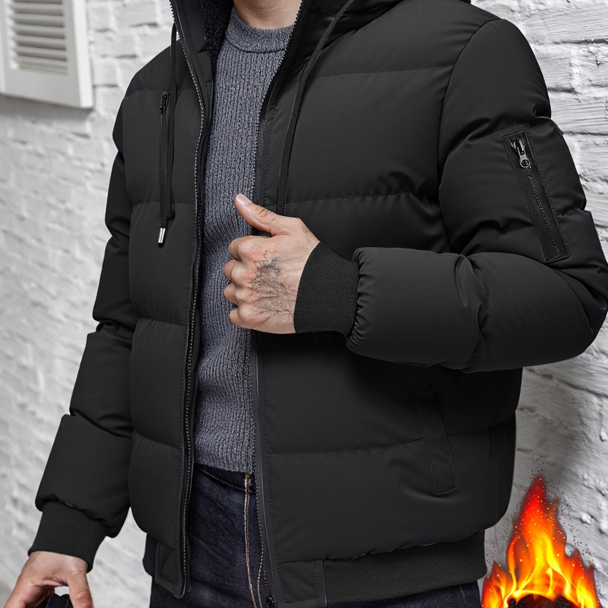 Hooded Quilted Jacket for Men | Ribbed Cosy Winter Style