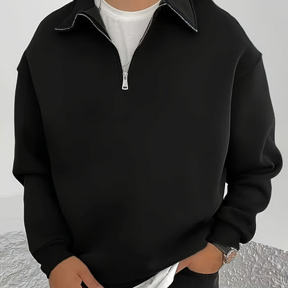 Oversized Sweatshirt for Men | Fleece Lined Half Zip Cosy Winter Style