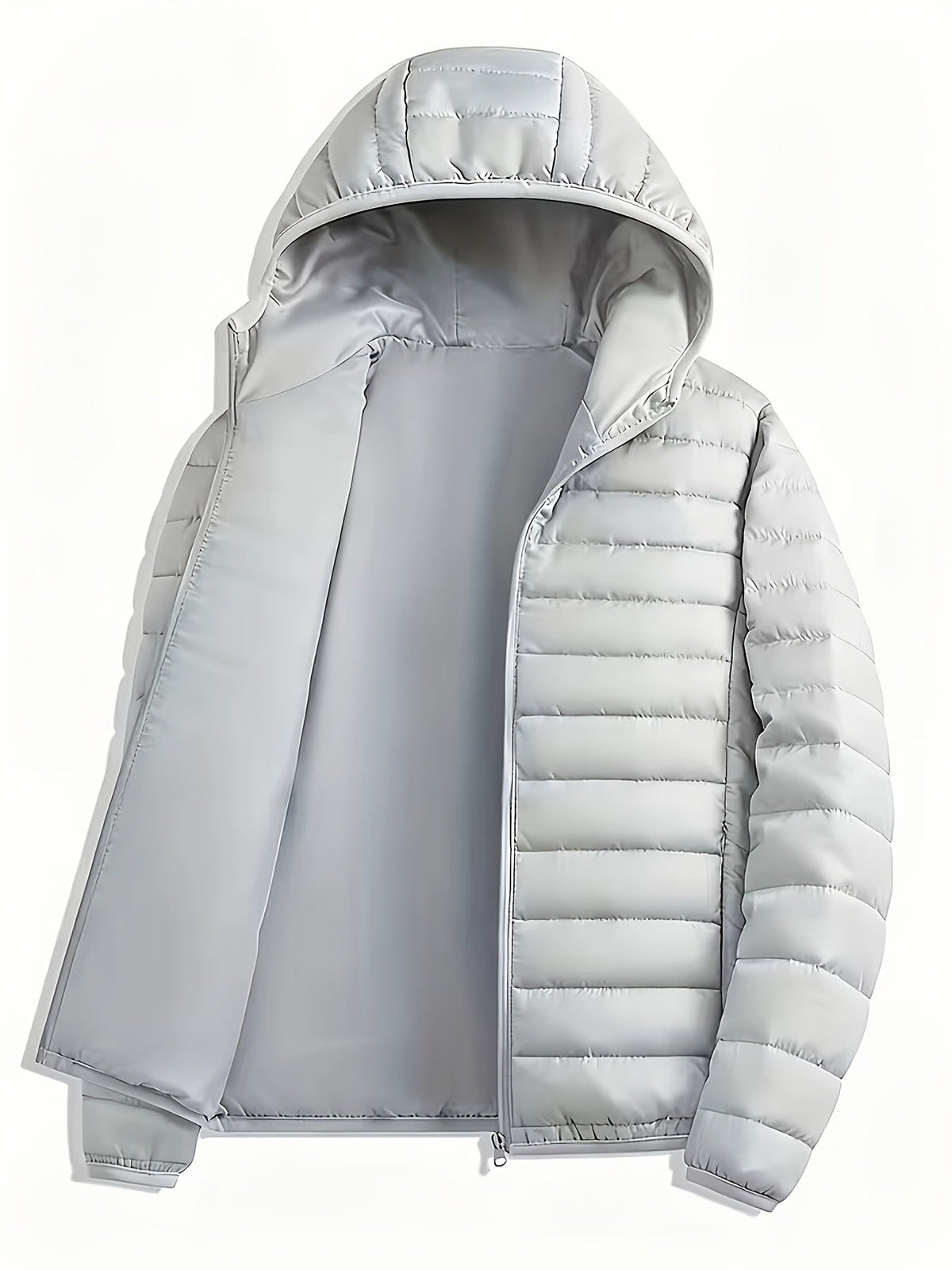 Hooded Puffer Jacket for Men | Quilted Ribbed Winter Outerwear