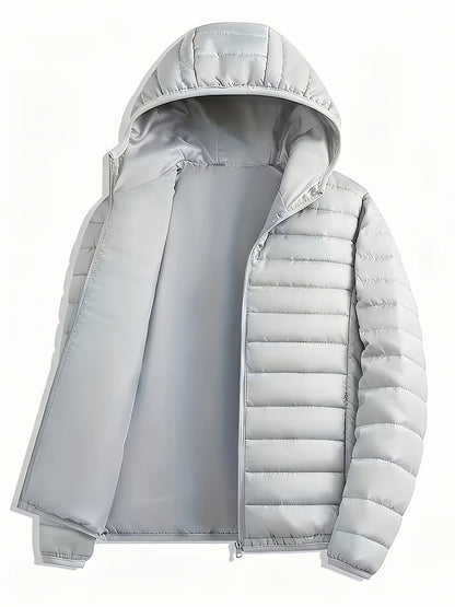 Hooded Puffer Jacket for Men | Quilted Ribbed Winter Outerwear