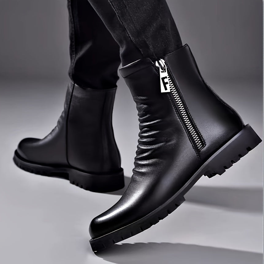 Lug Sole Mid Calf Boots for Women | Side Zip Warm Winter Style