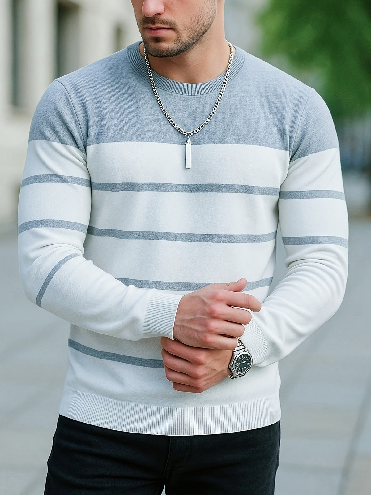 Everyday Sweater for Men | Stretch Crew Neck Autumn Layering